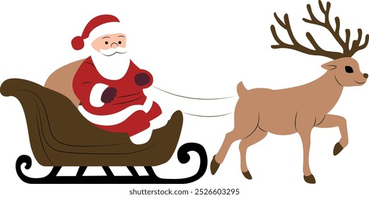 Santa Claus riding on a reindeer sleigh