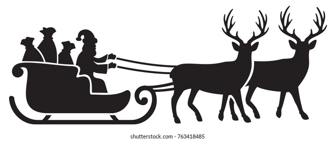 Santa Claus riding on a reindeer sleigh vector illustration
