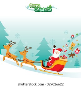 Santa Claus Riding On Sleigh, Merry Christmas, Xmas, Happy New Year, Objects, Animals, Festive, Celebrations