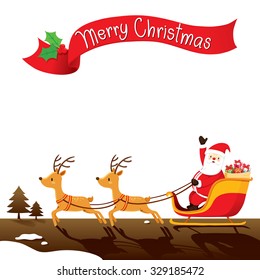 Santa Claus Riding On Sleigh, Merry Christmas, Xmas, Happy New Year, Objects, Animals, Festive, Celebrations