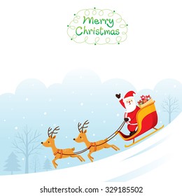 Santa Claus Riding On Sleigh, Merry Christmas, Xmas, Happy New Year, Objects, Animals, Festive, Celebrations