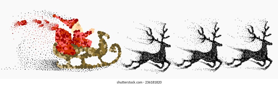 Santa Claus riding in a sledge.Vector abstract