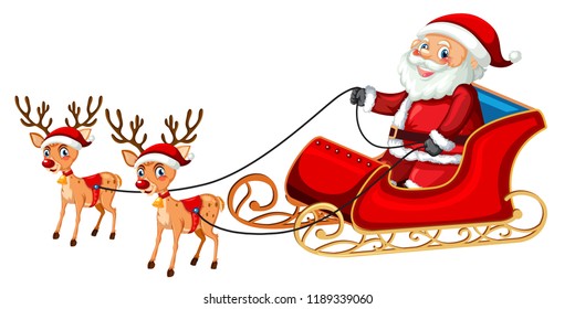 Santa claus riding sleigh illustration