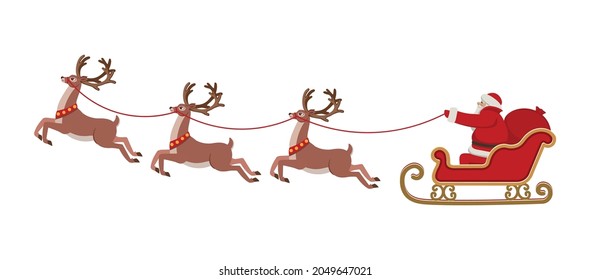 Santa Claus Riding Sleigh Pulled By Stock Vector (Royalty Free ...