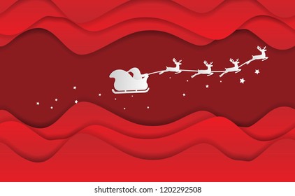 Santa Claus riding in a sleigh with reindeer