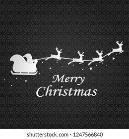 Santa Claus riding in a sleigh with reindeer