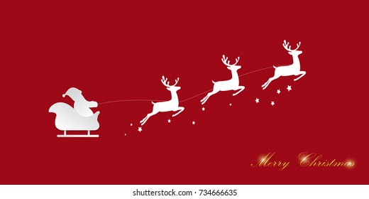 Santa Claus riding in a sleigh with reindeer