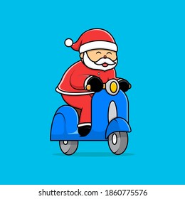 santa claus riding a vespa scooter