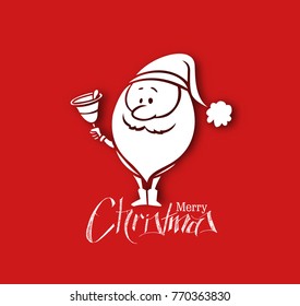 Santa Claus is Ringing Bell Christmas background, vector illustration.