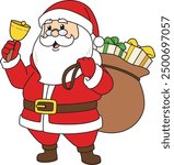 Santa claus ringing bell vector illustration