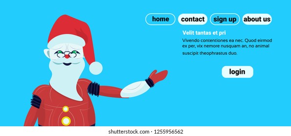 santa claus robot posing merry christmas happy new year holiday concept flat