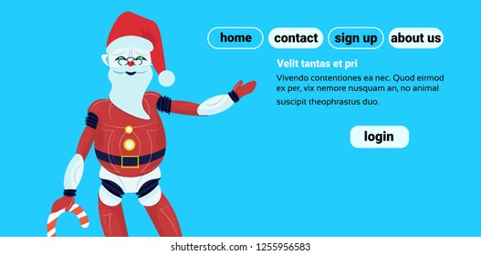 santa claus robot posing merry christmas happy new year holiday concept flat