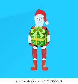 santa claus robot posing merry christmas happy new year holiday concept flat