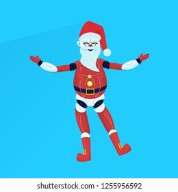 santa claus robot posing merry christmas happy new year holiday concept flat