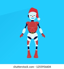 santa claus robot posing merry christmas happy new year holiday concept flat