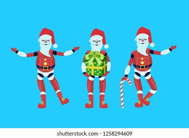 santa claus robot posing merry christmas happy new year holiday concept flat