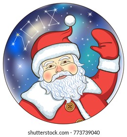 Santa Claus in a round frame