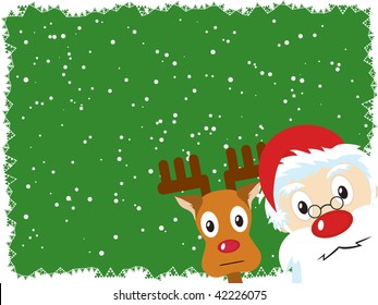 Santa Claus and Rudolph Christmas Card