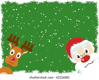 Santa Claus and Rudolph Christmas Card