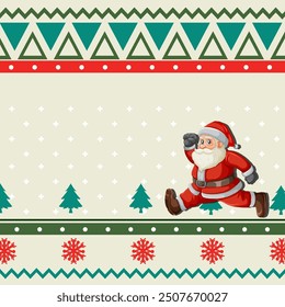 Santa Claus running with festive background