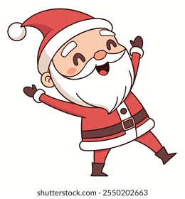 a santa claus is running in front of a white background.