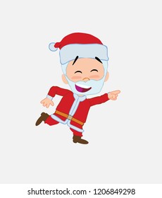 Santa Claus running smiling.										
