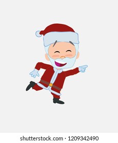 Santa Claus running smiling.																									