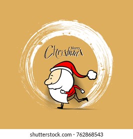 Santa claus running, vector illustration.
