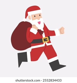 Papá Noel corre con un saco de regalos. Vector de Santa Claus. Navidades de Santa Claus ilustración