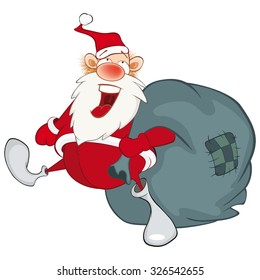 Santa Claus and a sack full of gifts. 