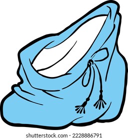 Santa Claus sack full of presents or empty to put your gift. Christmas, New Year template decorative vector element. Hand drawn illustration for promotion banner, party invitation, holiday announce.