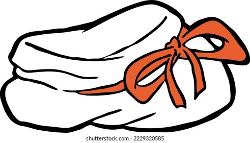 Santa Claus sack full of presents or empty to put your gift. Christmas, New Year template decorative vector element. Hand drawn illustration for promotion banner, party invitation, holiday announce.