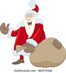 Santa Claus with Sack of Gifts on Christmas