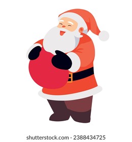 santa claus with sack illustration isolated