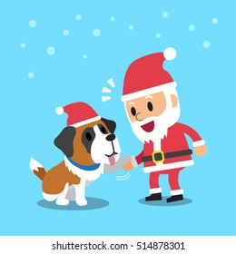 Santa claus with saint bernard dog