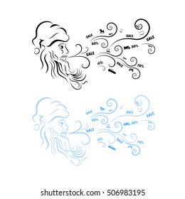 Santa Claus Sale Isolated in White Background.