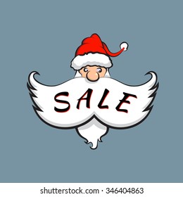 Santa Claus with sale text on his mustache