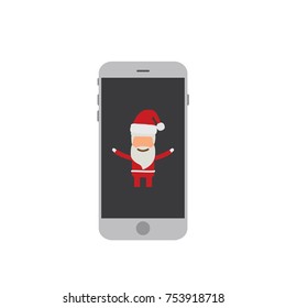Santa Claus in a samrtphone, vector illustration design. Christmas collection.