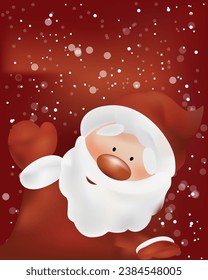 santa claus saying hello christmas banner poster cute santa kids vector illustration