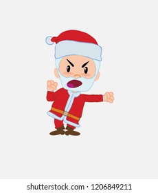 Santa Claus screams very angry.																									