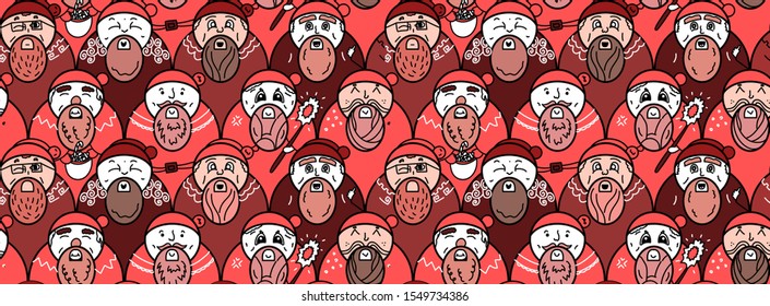 Santa Claus seamless pattern christmas vector scarf isolated repeat wallpaper tile background cartoon illustration doodle gift wrap paper white design. color similar
