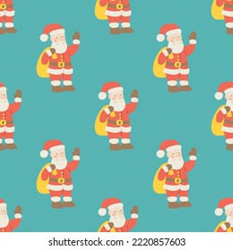 Der Weihnachtsmann ist ein nahtloses Muster. Weihnachtskollektion. Flache Vektorgrafik eines einsamen Herzens