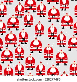 Santa Claus seamless pattern. Christmas background. Ornament of  grandfathers with beard for  new year holiday.
