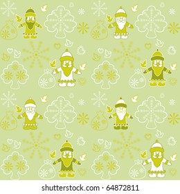 Santa Claus seamless pattern with christmas elements