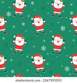 santa claus diseño de patrones sin inconvenientes sobre fondo de color verde