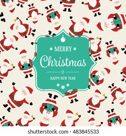 Santa Claus Seamless Pattern Design with Greetings