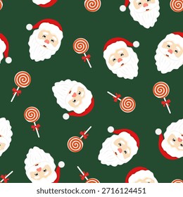 Patrón sin fisuras de Santa Claus. Impresión de personaje de dibujos animados de Festiva. Fondo de la tarjeta de felicitación de las Navidades felices. Vacaciones de invierno repitiendo Fondo de pantalla. Perfecto para el embalaje, embalaje.