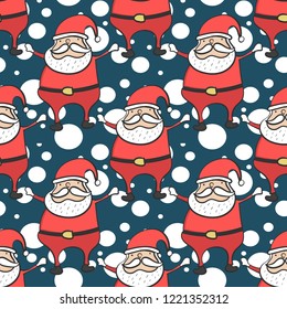 Santa Claus, seamless pattern on dots background. Merry Christmas