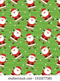 santa claus seamlesspattern design on green color backgorund