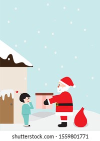 santa claus send gift to boy in Christmas festival